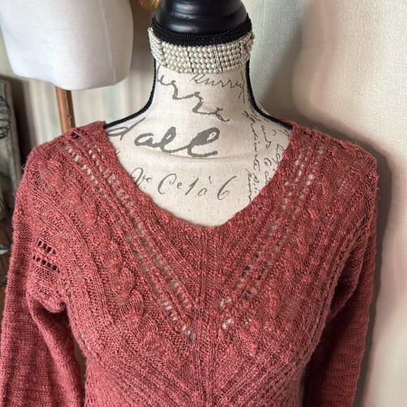 Women's Arizona Jeans Cable Knit Sweater - Rust - Picture 3 of 4